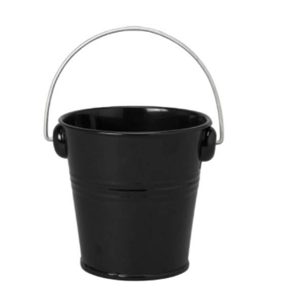 2.99 BLACK TIN METAL PAIL BUCKET 10 X 10 X 9 INCH 